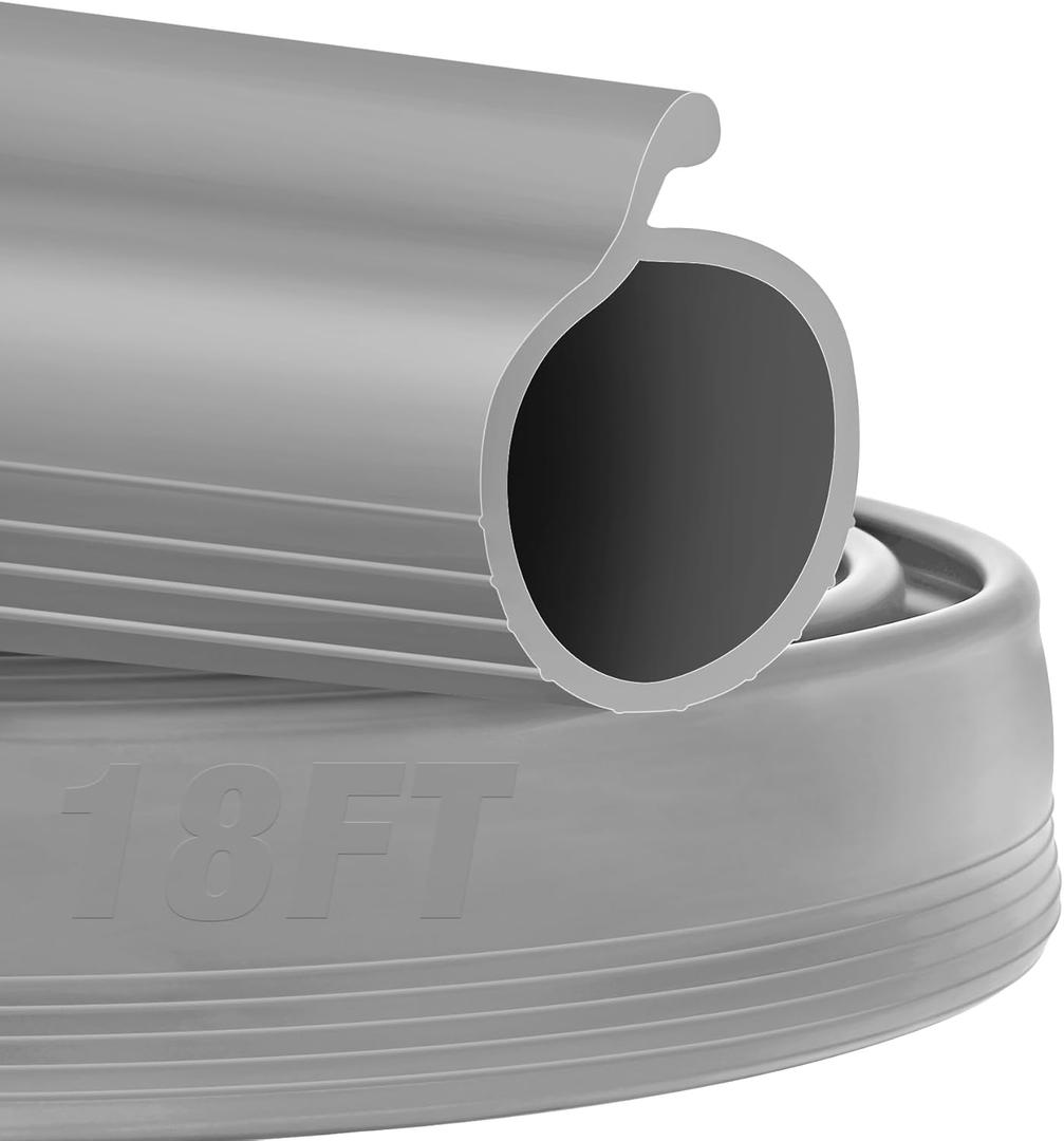ToLanbbt 18FT Garage Door Seals Bottom Rubber 0.19" P Bulb Bottom Weather Seal, Weatherproof Replacement Weather Stripping Compatible with Overhead Door (18 FT, Gray)