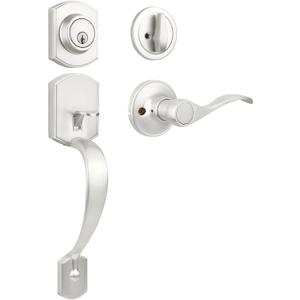 Probrico Exterior Door Lock Set Satin Nickel Front Door Lock Set, Entry Door Locksets with Deadbolt Single Cylinder Front Door Handle and Deadbolt Set, 1 Set