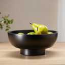 Food Safe Solid Wood Black Fruit Bowl for Kitchen Counter, 12-inch Diameter
