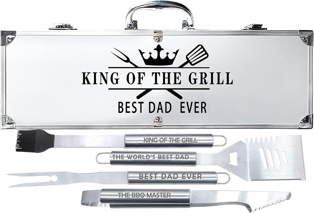 Bonsai Tree Dad Birthday Gifts from Daughter, Gifts for Dad, Best Dads Ever Gift for Fathers Day - Cool Grilling BBQ Present for Father from Son - Daddy Stainless Steel Metal Tool Heavy Duty Set 4