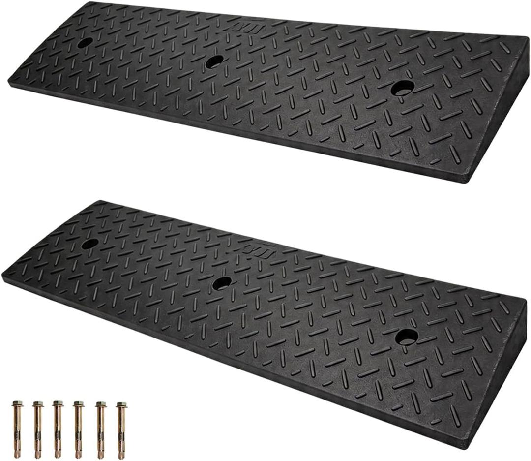 Curb Ramps for Sidewalks 2" Rise Rubber Curb Ramps Threshold Ramp for Driveway Shed Ramp for Riding Mower Garage Ramp Door Threshold Ramp for Wheelchair 7000lbs Capacity