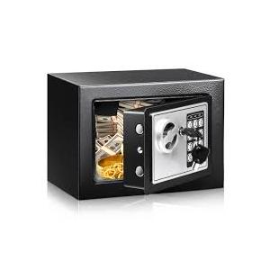 Small Money Safe Box, Security Safety Lock Box for Dorm, 0.23 CuFt Mini Kids Cabinet Safe for Home Use, Hidden Wall Personal Safe with Keys & Code for Money Cash Jewelry Gun Office Hotel