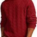 PJ PAUL JONES Mens Sweater Crewneck Cable Knit Pullover Sweater Casual Twist Textured Sweaters, XL