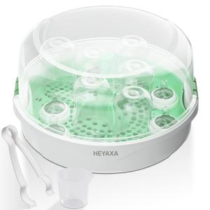 Large Microwave Steam Steri-lizer for Baby Bottles, Pacifiers and Breast Pump Parts, 6-Bottle Capacity | 99.99% Thorough Cleaning in Just 2 Min (White)