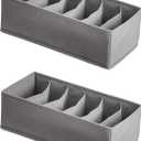 Amazon Basics Underwear Drawer Organizer Dividers for Closet Organization and Storage, Fits Perfectly in Dresser, 2-Pack, Gray
