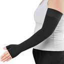 KEKING Lymphedema Medical Compression Arm Sleeve with Gauntlet, 15-20 mmHg Graduated Compression Full Arm Support for Women Men (Single), Long Pressure Arm Hand Brace for Arthritis, Bursitis, Edema (Medium)