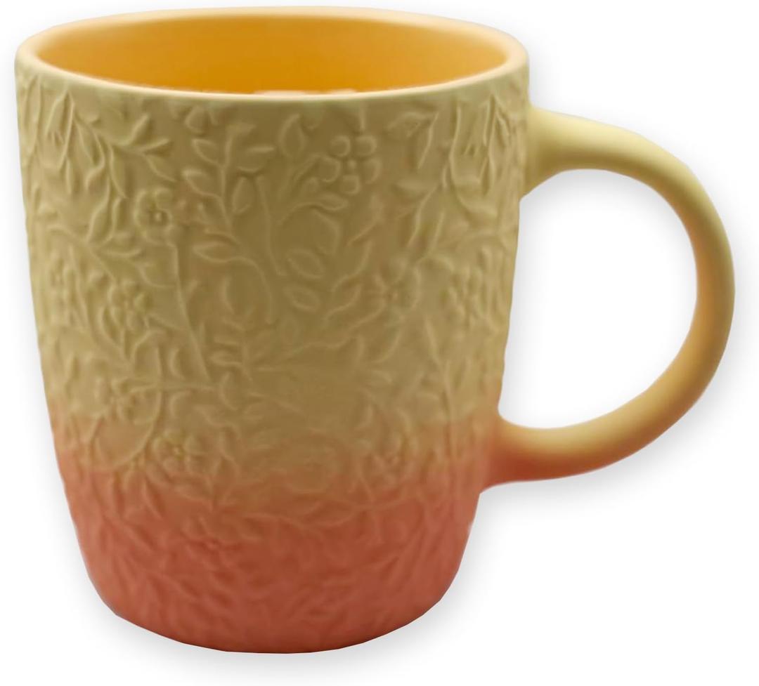 Soft Touch Embossed Ombre Mug - 18 Oz Coffee Mug with Beautiful Box - Unique Tea Cup for Gift - Ceramic Coffee Cups for Daily Use