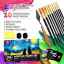 TBC The Best Crafts 24 Colors Acrylic Paint Set, 250ml (8.45oz) Each, Non-Toxic, Includes 10 Professional Brushes + Sponge + Painting Knife, for Canvas Wood Ceramic Rock Painting & DIY Crafts for Adults Artists