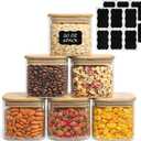 ComSaf 20 oz Glass Food Storage Jars Set of 6, Clear Storage Containers with Airtight Lids, Pantry Organization Jar, Spice Jar, Blooming Tea, Coffee and Sugar Container, Canister Set for Kitchen