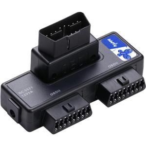 OBDII Splitter with Rotatable Male Port, bbfly-B33 1 Male Splitter to 2 Female J1962 Adapter (1 Pack)