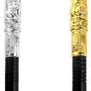 Lucleag 2PCS Gold Walking Cane & Silver Walking Cane, Halloween Theme Party Supplies, Halloween King Cosplay Prop Costume Accessories, Halloween Prop Stick Pimp Canes Accessories for Adults