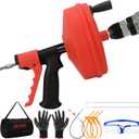 2025 New45 FT Double Mode Drain Snake Tools, 10-in-1 Drain Auger for Sink and Drain Unblocking, Plumbing Snake for Kitchen, Bathrom and Shower Sink, Snake for Real DYIs (45inch Red)
