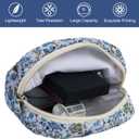 Cute Quilted Floral Makeup Bag(2Pcs)，Coquette Aesthetic Cosmetic Bag，Travel Toiletry Bags， Kawaii Aesthetic pouch for Women (14-BlueVine)