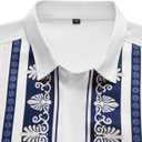 Mens Luxury Print Dress Shirt Long Sleeve Button-Down Shirt (White, M)