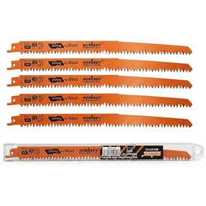 5-Pack 12-Inch Wood Pruning Reciprocating Saw Blades, 5TPI HCS Carbon Steel Sawzall Blades for Fast Cutting Green Wood, Branches & Plastic - Includes Storage Case
