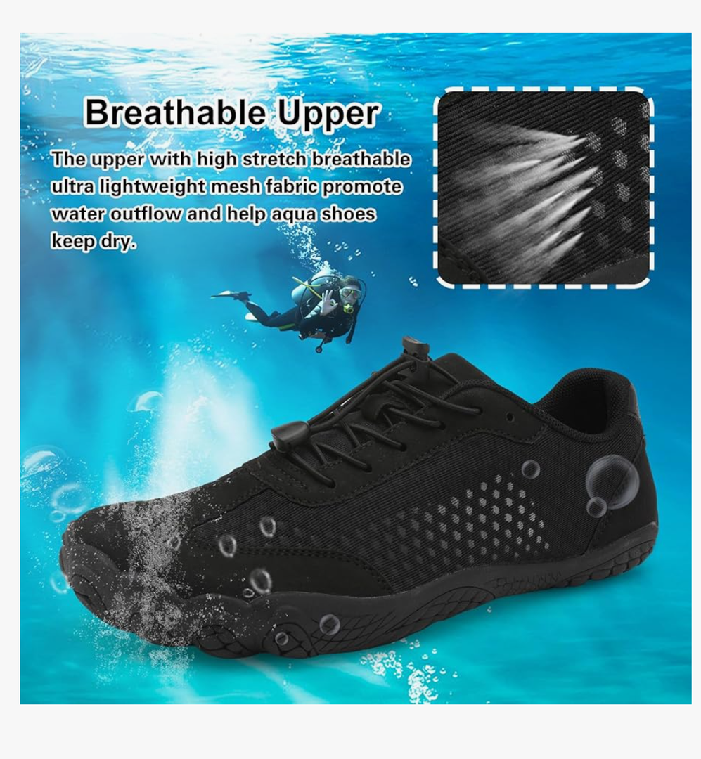 XIHALOOK Water Hiking Shoes for Women Men Barefoot Wide Toe Minimalist Shoes for Beach Swim River Pool Lake Surfing Training, approximately 43
