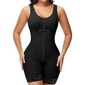 SHAPSHE Fajas Colombianas Moldeadoras BBL Post Surgery with 3 Rows Hook-and-eye Bust & Zipper Crotch for Women Tummy Control Shapewear Black 2XL