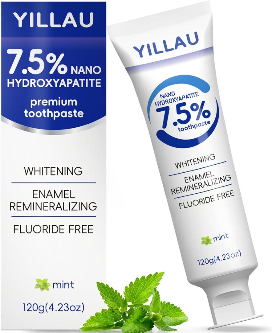 3 x Hydroxyapatite Toothpaste, Nano Hydroxy 7.5%, Fluoride Free, for Sensitive Teeth Enamel Protection, Dent Whitening, Remineralizing, Nano Hydroxyapatite Toothpaste, Dent Protection, Fresh Breath