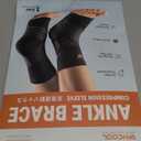 Low-Profile Ankle Braces for Women & Men, Customizable Ankle Compression Sleeve w/Wide Strap, Foot Support Wrap for Plantar Fasciitis Pain Relief, Achilles Tendonitis, Sprain, Black, 1 Pair, M