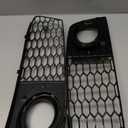 ApplianPar Left and Right Side Front Fog Light Lamp Grill Grille Cover RS4 Style Honeycomb Mesh Glossy for A4 B8 2008-2012 Black