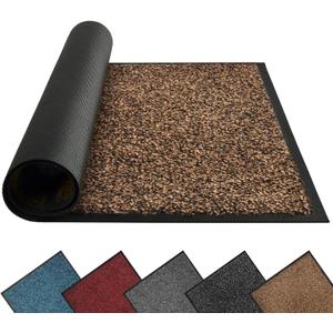 Mibao Front Door Mat, Dirt Trapper Welcome Mat for Outdoor Indoor, Non-Slip Waterproof Doormat, Durable Machine Washable Low Profile Entry Rug for Back Door Outside Patio Porch, 30" x 18", Brown (30"L x 18"W x 0.3"Th)