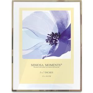 MIMOSA MOMENTS Brass Metal Floating Picture Frame Wire Easel (Brass, 5X7)