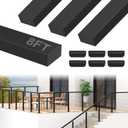 BLIKA 4Pack 8FT Stainless Steel Cable Railing Handrail, Black Rectangular Handrail Flat Top Rail with End Caps for Deck Stair Cable Railing System, Deck Hand Rails for Indoor/Outdoor, BL01-T