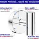 Bntuk Suction Cup Hooks, Shower Hooks for Inside Shower Removable Towel Hooks for Bathroom Window Glass Mirror Tile, Bath Robe Looafh Hook for Hanging Waterproof & Rustproof, Chrome (2 Pack)