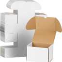 WIFTREY 50 Pack 6x4x4 Small Shipping Boxes, White Corrugated Cardboard Boxes 6 x 4 x 4 for Packaging Small Business, Mailing, Shipping