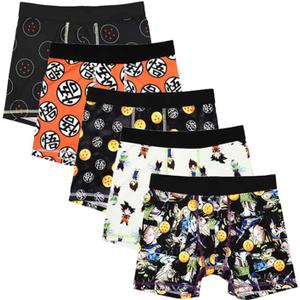 Bioworld Dragon Ball Z Anime Heroes Multipack Boys Boxer Briefs Boxer Shorts (Medium, Black)