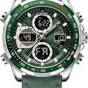 NAVIFORCE Men's Military Digital Watches Analog Quartz Waterproof Watch Sport Multifunctional Leather Wristwatch