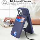 case for iPhone 15 Plus magsafe Wallet Compatible with Card Holder Back Credit Slots PU Leather Stand Shockproof Phone Cover for Women and Men-Blue