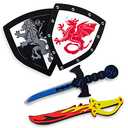 Super Z Outlet Children's Foam Toy Medieval Joust Dual Dragon Sword & Shield Knights Set Lightweight Safe for Birthday Party Activities, Event Favors, Toy Gifts