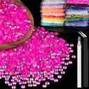 5000pcs 3mm Resin Rhinestones Bulk, Hot Pink AB Flatback Round Jelly Rhinestones Bedazzling Non Hotfix Crystal Gems Large Quantity Wholesale for DIY Crafts Clothes Tumblers Face Makeup Manicure