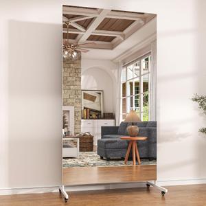 Hasipu 71" x 36" Full Length Floor Mirror on Wheels, White