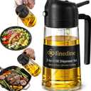 FineDine 16oz Olive Oil Sprayer for Cooking, 2 in 1 Olive Oil Dispenser Bottle for Kitchen, Air Fryer, Salad, BBQ & Baking Dual Spray Mist & Stream, with Measurement Marks, Black