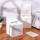 CHENGU 6 Pieces Raffle Ticket Box with Removable Header, 10 x 10 x 10 Inch Cardboard Box with Slot, Large Donation for Fundraising, Tip Jar, Suggestion for Collecting and Donation (White)
