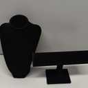 Juvale 2-Piece Black Velvet Jewelry Display Set, T-Bar Stand and Mannequin Bust for Necklaces, Bracelets, Bangles, Chains, Anklets, Earring Holder for Retail Shops, Boutiques