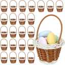 24 Pack Mini Woven Baskets with Handles - Bulk Miniature Baskets for School Projects, Mini Wicker Baskets for Easter Themed Party Favors, Tiny Baskets for Crafts, Picnic - 2x3 inch