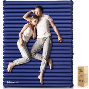 Hikenture Double Sleeping Pad for Camping, 4" Extra-Thick Camping Mattress 2 Person, Inflatable & Ultralight Sleeping Mat for Backpacking, Hiking (Navy Pumpsack, Full XL)