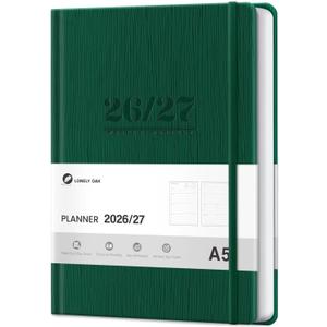 Academic Planner 2026-2027, A5 Daily Weekly and Monthly Agenda Planner
13 Months Faux Leather School Year Agenda from Jul.2026 to Jul.2027 for Student and Teacher 5.75" x 8.4" (Green)