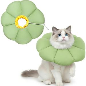 Soft Cat Cone Collar After Surgery, Cat Recovery Collar to Stop Licking Wounds, Adjustable Elizabethan E-Collar for Cats Waterproof Donut Collar for Wound Healing (Green, Large)