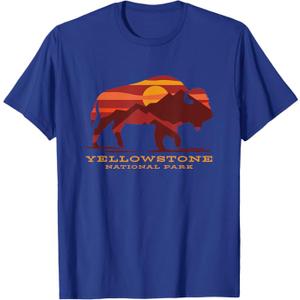 Yellowstone National Park Wyoming Buffalo Bison Sunset T-Shirt, Large