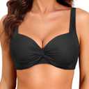 Women Underwire Bikini Top - 2025 Push Up Swimsuit Tops Padded Bra Bathing Suit (Small, Black)