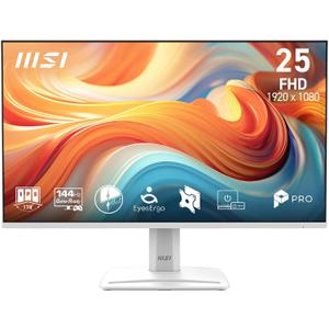 MSI PRO MP251W E14A 24.5-inch IPS 1920 x 1080 (FHD) Computer Monitor, 144Hz, AMD FreeSync, HDR Ready, HDMI, VGA Port, Display Port, VESA,1ms, White