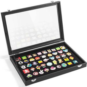 Enamel Pin Display Case, Pin Collection Holder, 14" X 9" Shadow Box Frame for Pins, Black