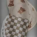 LifeTree Muslin Baby Burp Cloths - 2 Pack 70% Viscose from Bamboo and 30% Cotton Large 22'' by 10'' Absorbent Milk Spit Up Rags - Burping Cloths for Newborn, Girls Boys, Bear and Checkered