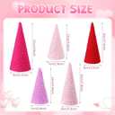 Novabright 5 Pcs Valentine's Day Cone Decoration Tree 6" 8" 10" Wool Plush Tabletop Centerpiece Decor Valentines Cone Tree Tiered Tray Decor for Home Wedding Anniversary Fireplace Shelf Decoration