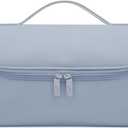 BUBM Travel Case Compatible with Dyson Airwrap Complete Styler and Attachments, Portable Storage Bag with Metal Hanging Hook for Airwrap All Models, Long Barrel, Hair Curler Accessories (Blue)
