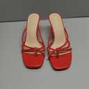 LAICIGO Womens Square Open Toe Flip Flops Stiletto Heels Strappy Thong Slide on Slingback Mules Sandals (8, Red)